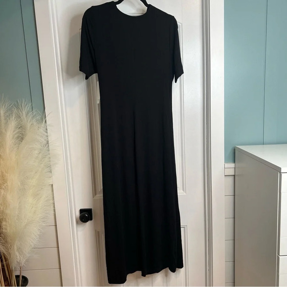 Karen Kane Black Full Length Faux Wrap Short Sleeved Dress. Size Large. NWT. - Picture 5 of 11